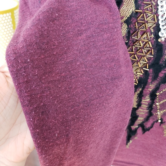 Miss Me Maroon Embellished Metallic Long Sleeve - Picture 7 of 7